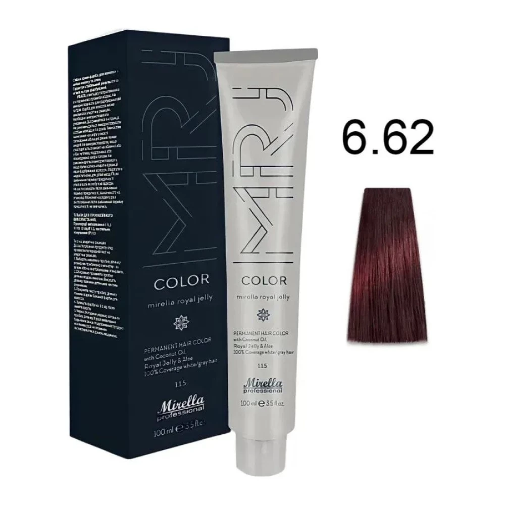 Крем-краска перманентная для волос Mirella Professional MRJ Color – 6.62, темный блондин красно-фиолетовый, 100 мл