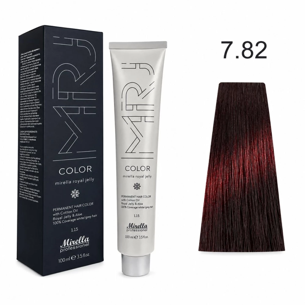 Крем-краска перманентная для волос Mirella Professional MRJ Color - 7.82 блондин коричнево-фиолетовый, 100 мл