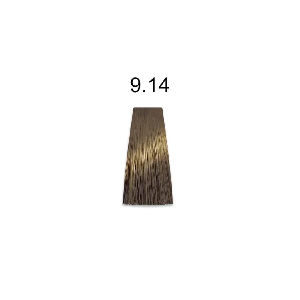 Крем-краска перманентная для волос Mirella Professional MRJ Color – 9.14, светлый блондин пепелисто-медный, 100 мл
