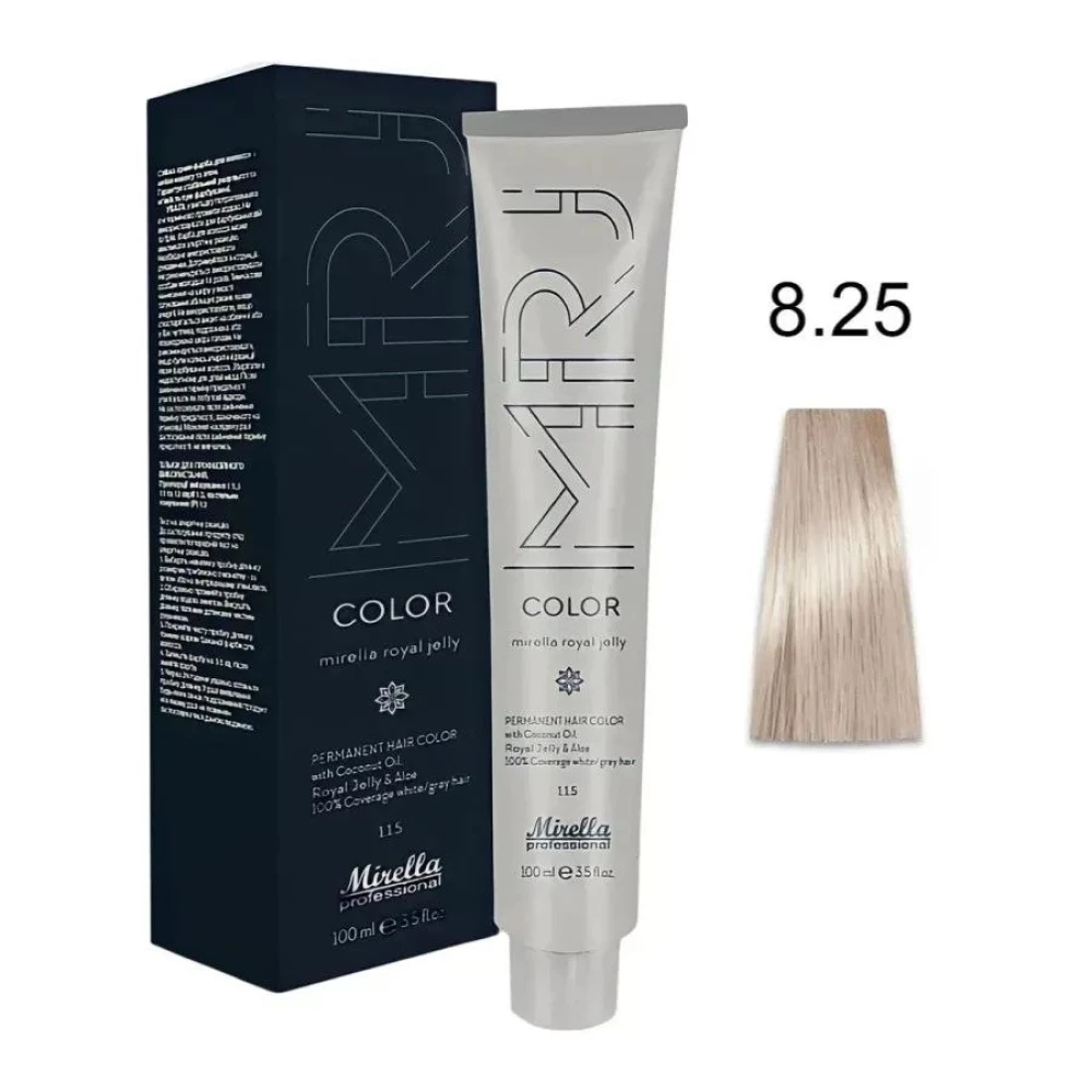 Крем-краска перманентная для волос Mirella Professional MRJ Color – 8.25, светлый блондин фиолетово-махагоновый, 100 мл