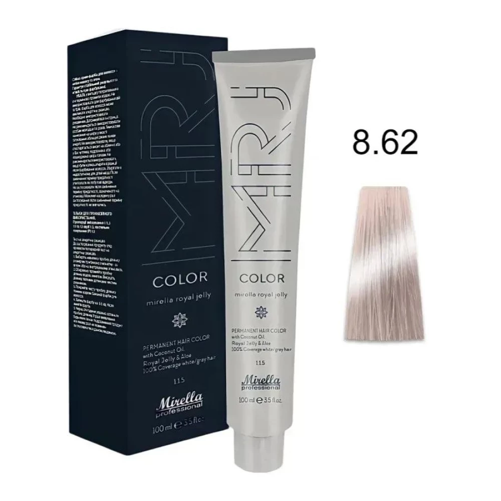 Крем-краска перманентная для волос Mirella Professional MRJ Color – 8.62, светлый блондин красно-фиолетовый, 100 мл