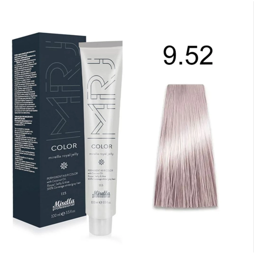 Крем-краска перманентная для волос Mirella Professional MRJ Color - 9.52 очень светлый махагоново-фиолетовый блондин, 100 мл