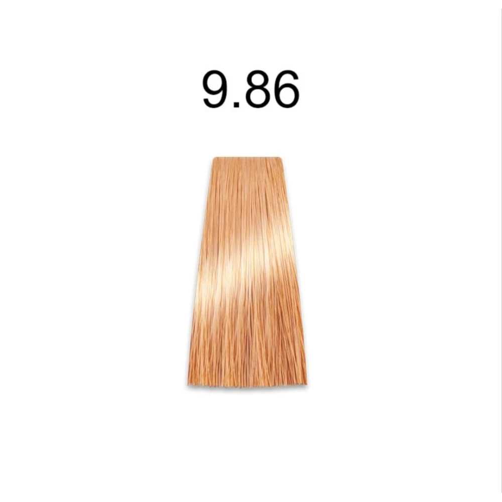 Крем-краска перманентная для волос Mirella Professional MRJ Color – 9.86, очень светлый блондин коричнево-красный, 100 мл.