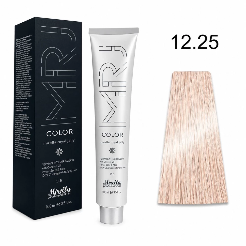 Крем-краска перманентная для волос Mirella Professional MRJ Color – 12.25, ультра-светлый блондин фиолетово махагоновый, 100 мл