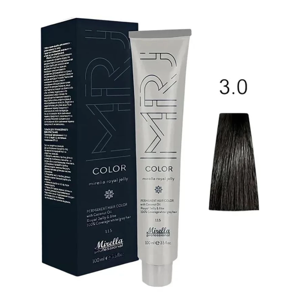 Крем-краска перманентная для волос Mirella Professional MRJ Color – 3,0, темный шатен, 100 мл