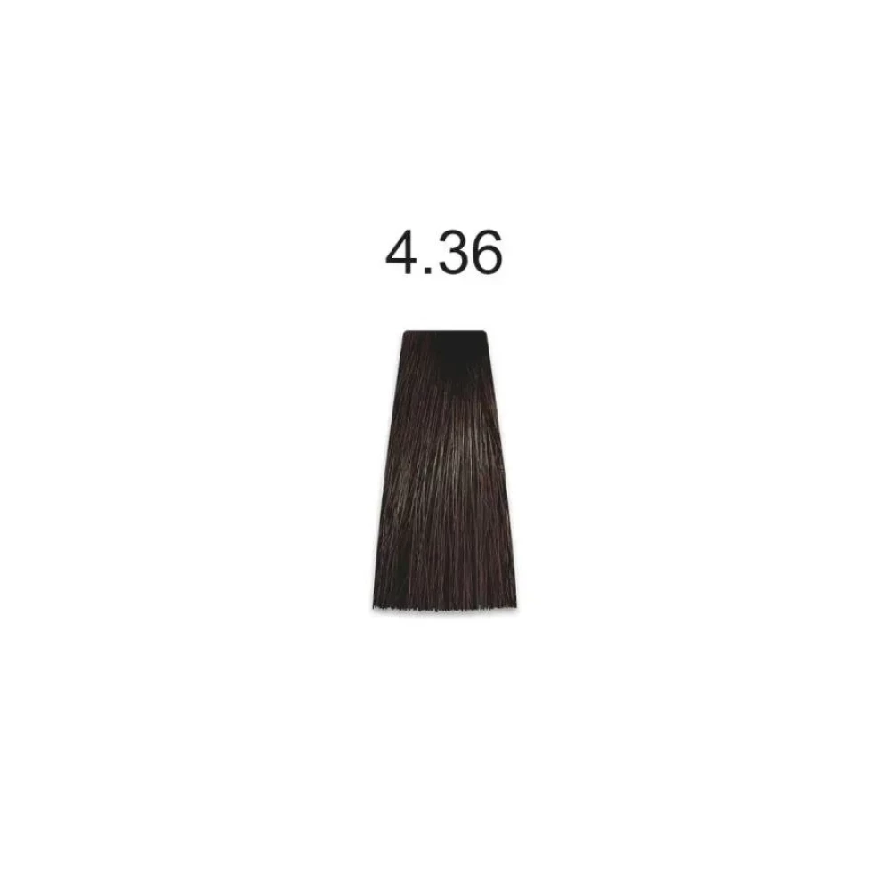 Крем-краска перманентная для волос Mirella Professional MRJ Color - 4.36, шатен золотисто-красный, 100 мл.