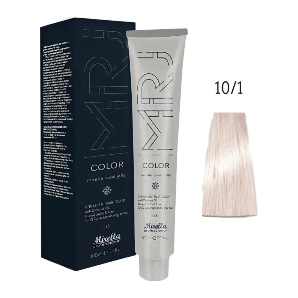 Крем-краска перманентная для волос Mirella Professional MRJ Color - 10.1, платиновый пепельный блондин, 100 мл