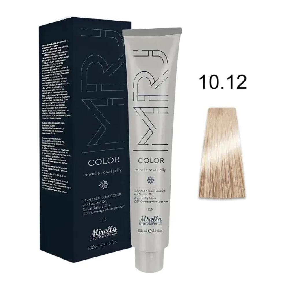 Крем-краска перманентная для волос Mirella Professional MRJ Color - 10.12, платиновый блондин пепельно-фиолетовый, 100 мл
