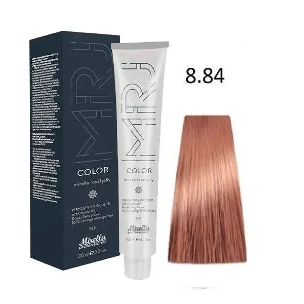 Крем-краска перманентная для волос Mirella Professional MRJ Color – 8.84, светлый блондин коричнево-медный, 100 мл