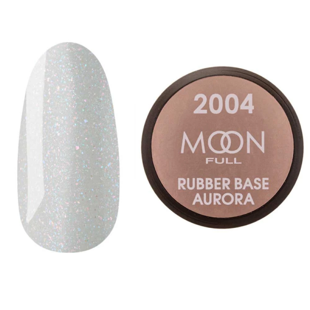 MOON FULL Base AURORA №2004 shimmer (світло-сіра із дрібним шиммером), 15 мл