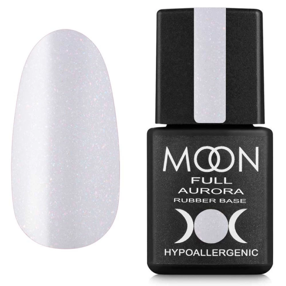 MOON FULL Base AURORA №2008 shimmer (ніжно-бузкова з дрібним шиммером), 8 мл