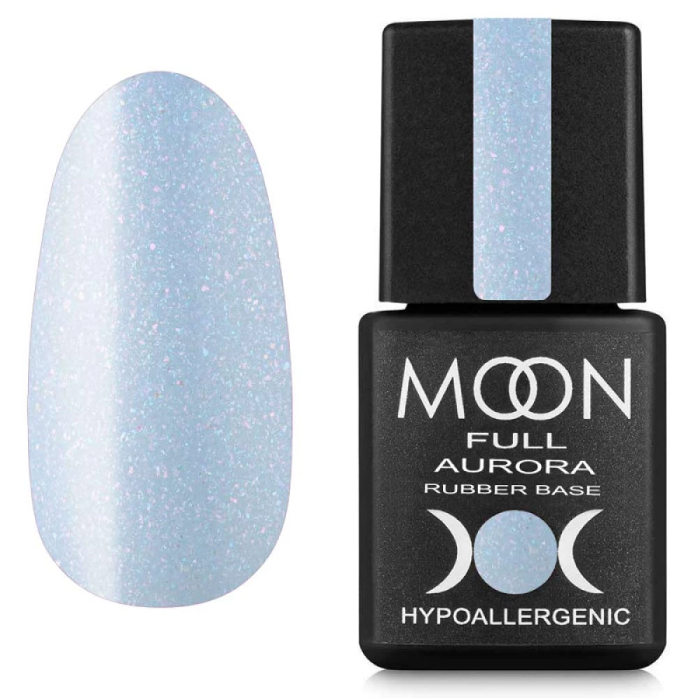 MOON FULL Base AURORA №2009 shimmer (блакитна з дрібним шиммером), 8 мл