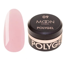 Полігель для нарощування Moon Full Poly Gel №09 натурально-рожевий з шиммером, 15 мл