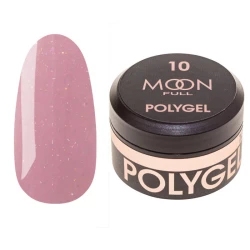 Полигель для наращивания Moon Full Poly Gel №10 сочно-розовый с шиммером, 15 мл
