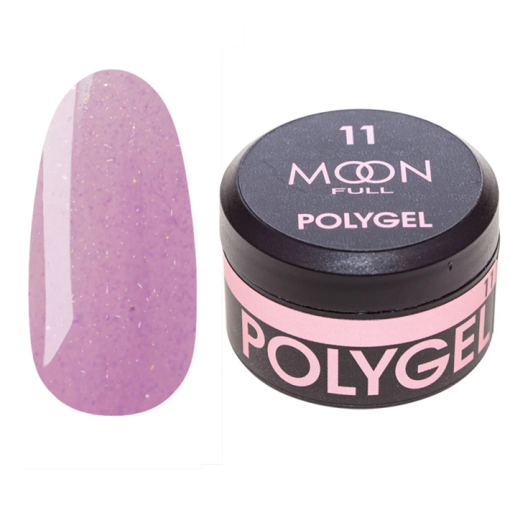 Полігель для нарощування Moon Full Poly Gel №11 легкий рожевий із шиммером, 15 мл.