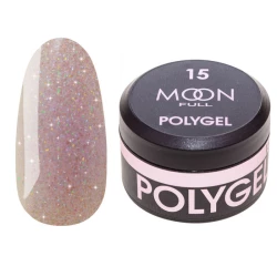 Полігель для нарощування Moon Full Poly Gel №15 ліловий діамант із шиммером, 15 мл