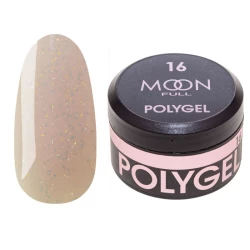 Полігель для нарощування Moon Full Poly Gel №16 білий шоколад із шиммером, 15 мл.