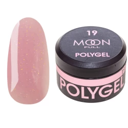 Полігель для нарощування Moon Full Poly Gel №19 насичено-рожевий із шиммером, 15 мл