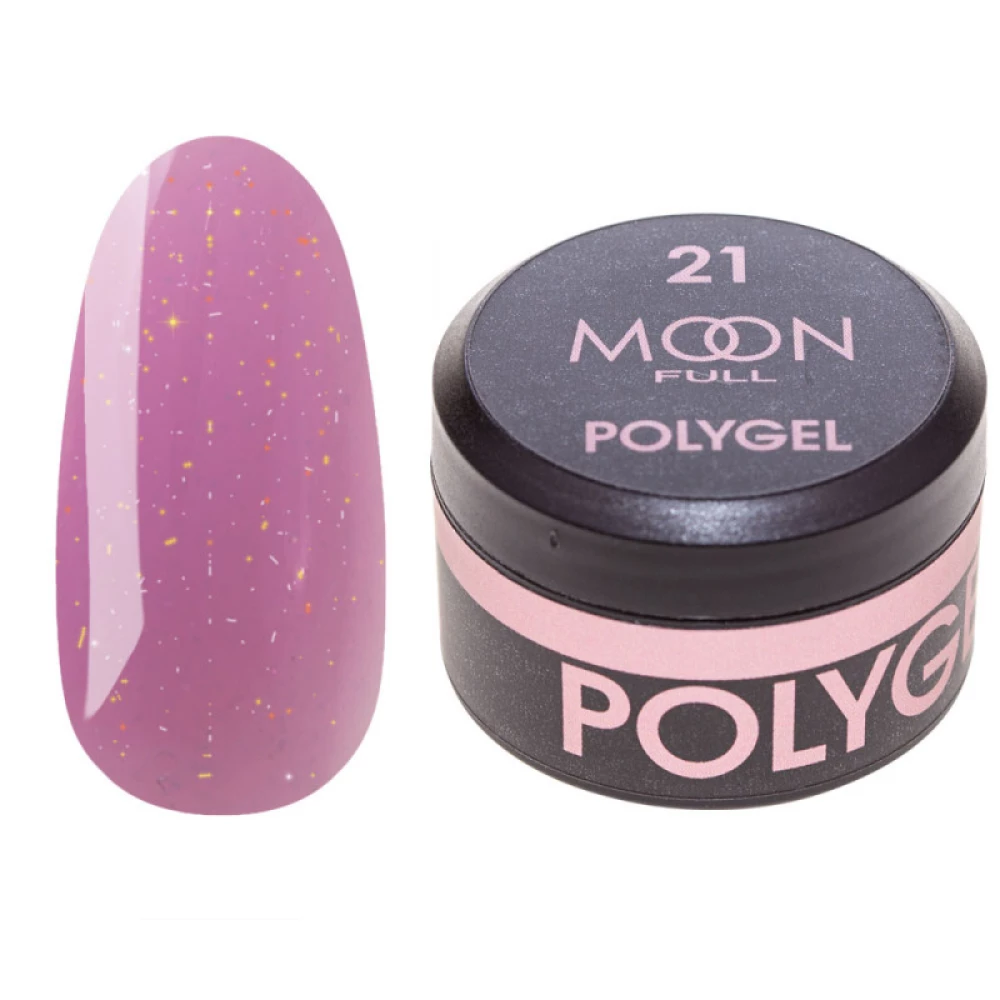 Полигель для наращивания Moon Full Poly Gel №21 розовый с шиммером, 15 мл