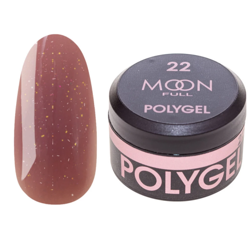 Полигель для наращивания Moon Full Poly Gel №22 розовый дым с шиммером, 15 мл