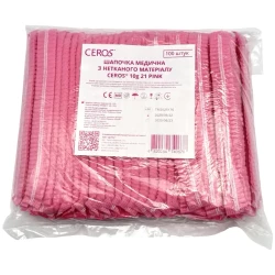 Шапочка одноразовая CEROS спанбонд, розовая, 100 шт/уп