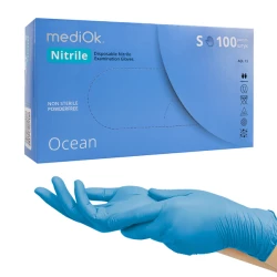 Перчатки нитриловые MediOK Ocean, размер S, Голубые - 100шт/уп