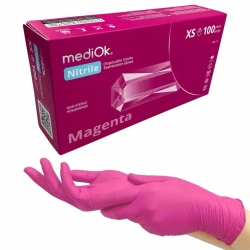 Рукавички нітрилові Magenta яскраво Рожеві, XS, 100шт/уп, MediOK