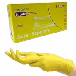 Перчатки нитриловые SOLAR SAPPHIRE желтые, S, 100шт/уп, MediOK