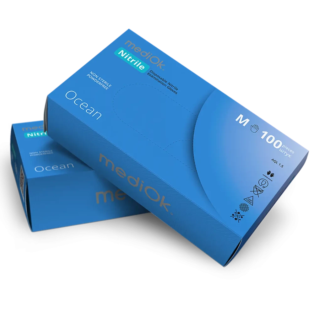Рукавички нітрилові MediOK Ocean 3,5 г, розмір S, Блакитні - 100шт/уп