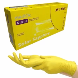 Перчатки нитриловые SOLAR SAPPHIRE желтые, XS, 100шт/уп, MediOK Перчатки нитриловые SOLAR SAPPHIRE желтые, XS, 100шт/уп, MediOK