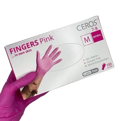 Рукавички нітрилові CEROS Рожеві Pink 3.5г, M, 100шт/уп.