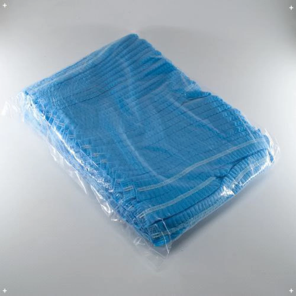 Шапочка одноразова, блакитна, 100 шт/уп