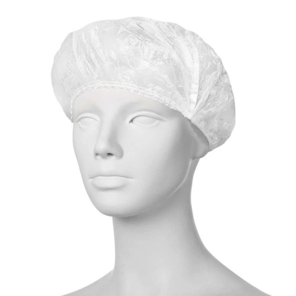 Шапочка поліетиленова одноразова, Прозора, 100 шт/уп