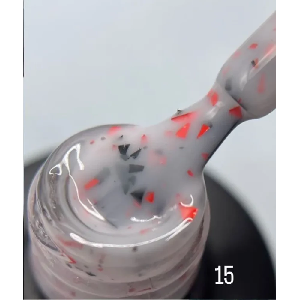 База LEAF BASE SAGA professional №15 (молочна з різнобарвною поталлю), 9 мл