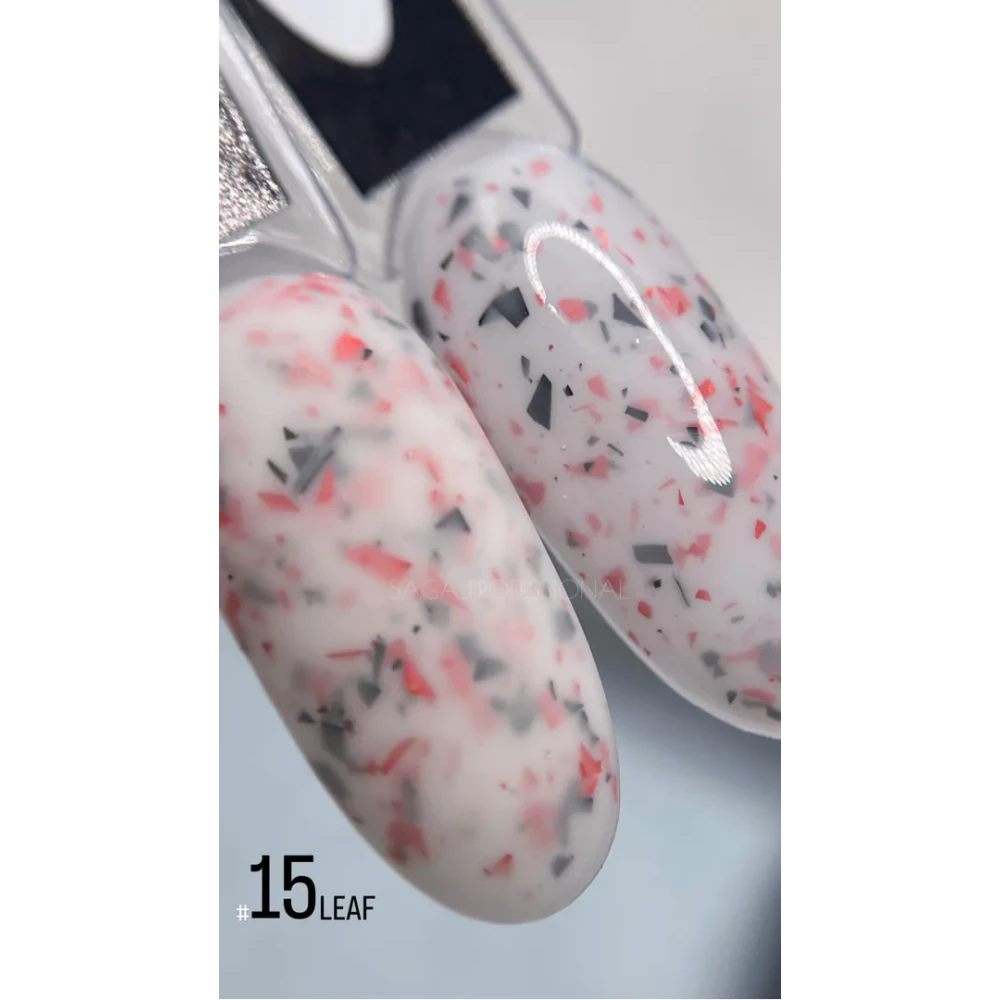 База LEAF BASE SAGA professional №15 (молочна з різнобарвною поталлю), 9 мл