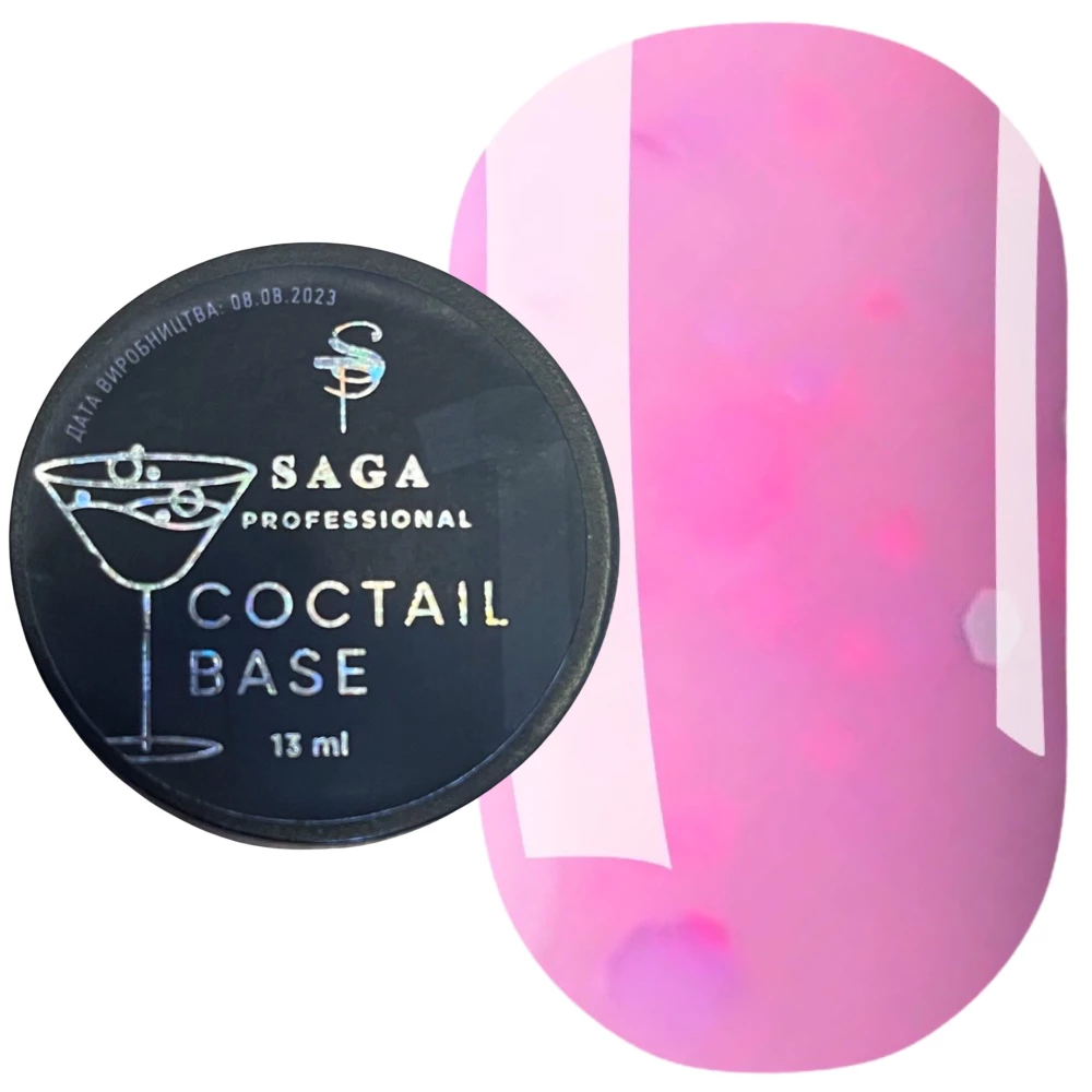 SAGA Coctail Base Цветная база №3 (светло-розовый с хлопьями), 13 мл