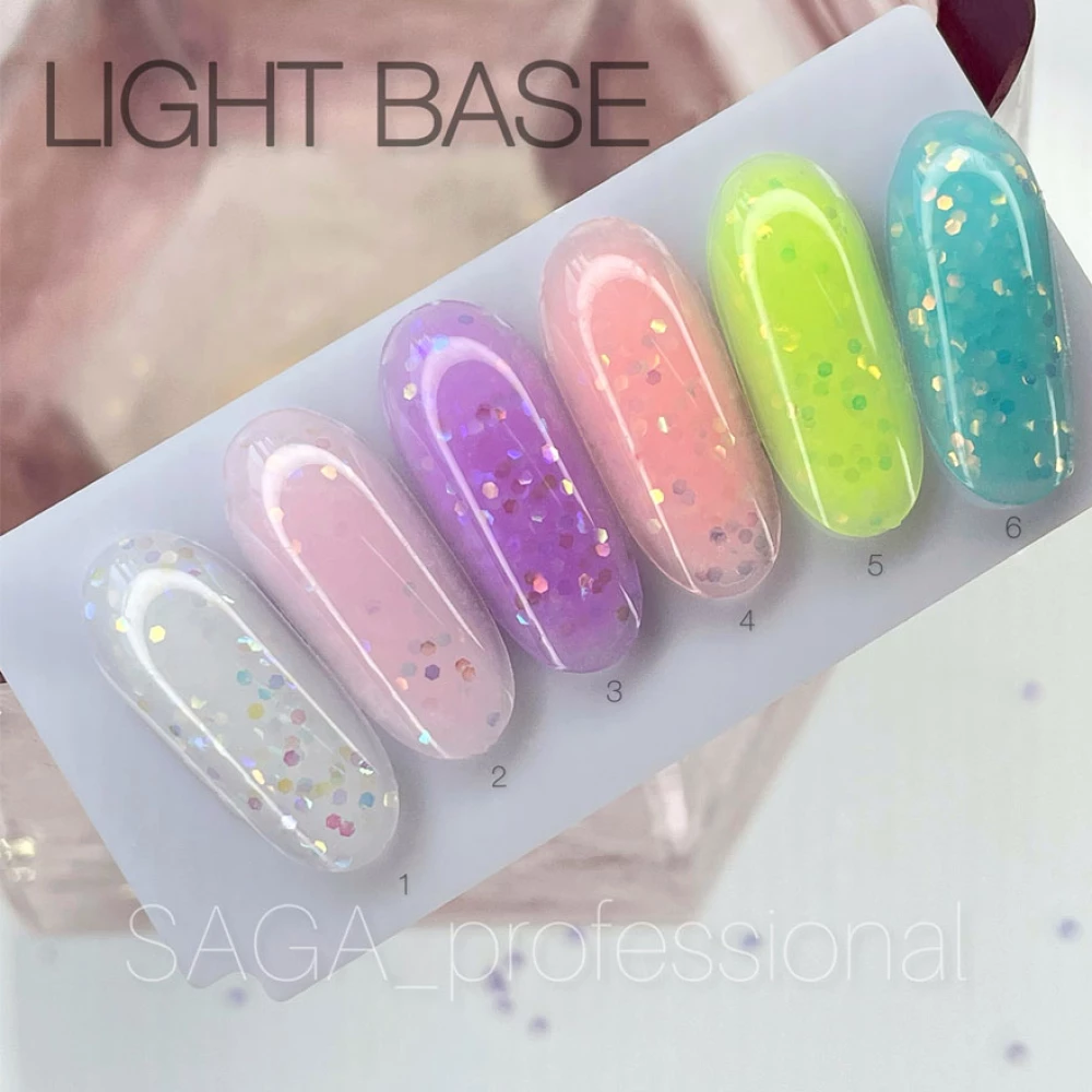 База Saga Light Камуфлирующая база №02 (розовый с блестками) 9 мл