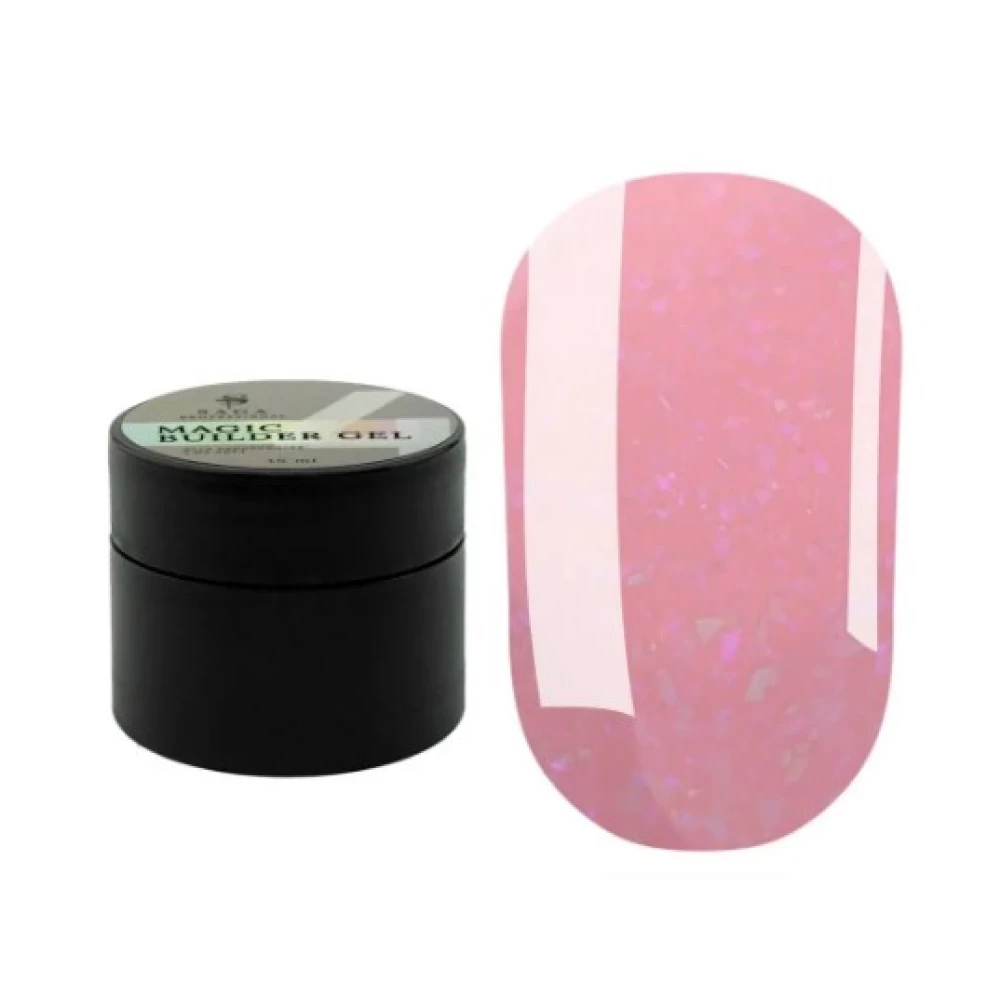 Гель SAGA professional Builder Gel magic №4 (персиковий з різнокольоровою поталлю),15 мл