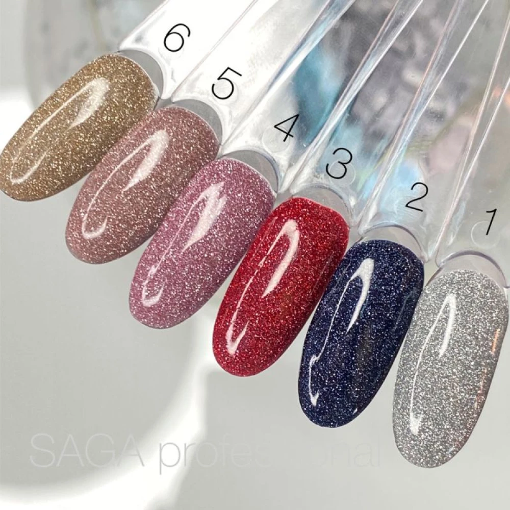 SAGA professional Гель-лак Fiery gel 5 (бежево-лиловый с микроблеском, светоотражающий), 10 мл