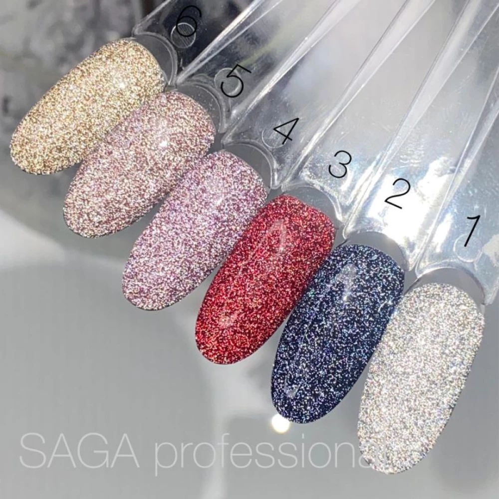 SAGA professional Гель-лак Fiery gel 01 (серебристый с микроблеском, светоотражающий), 10 мл