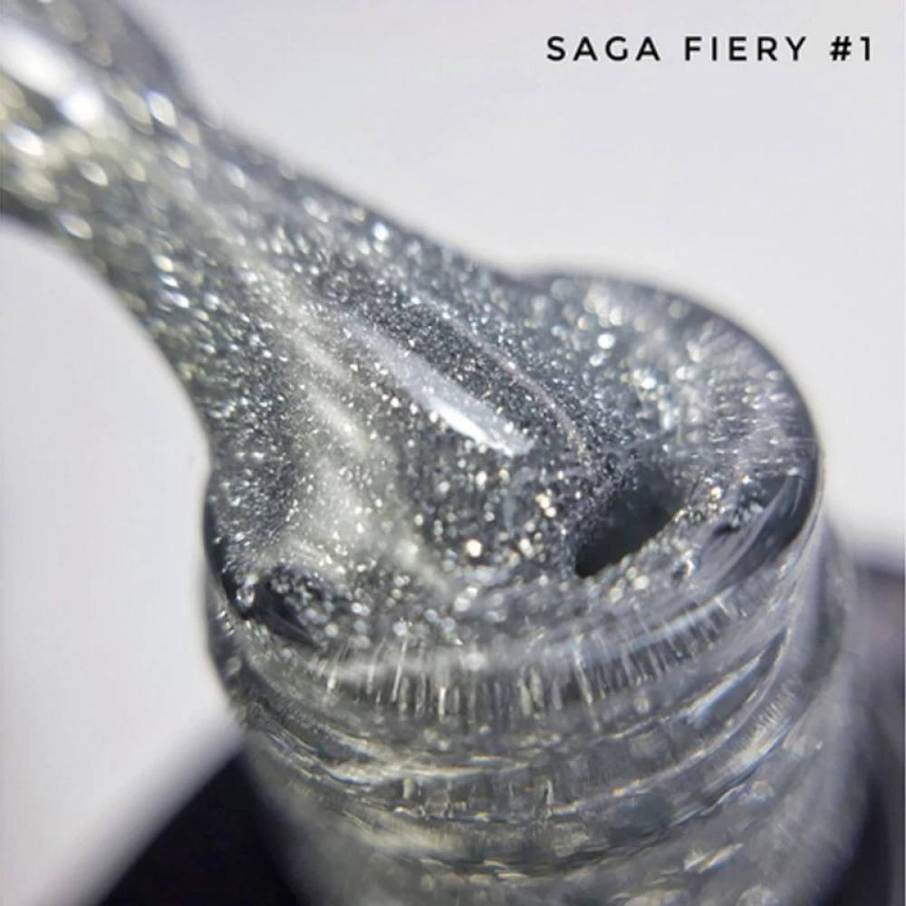 SAGA professional Гель-лак Fiery gel 01 (серебристый с микроблеском, светоотражающий), 10 мл