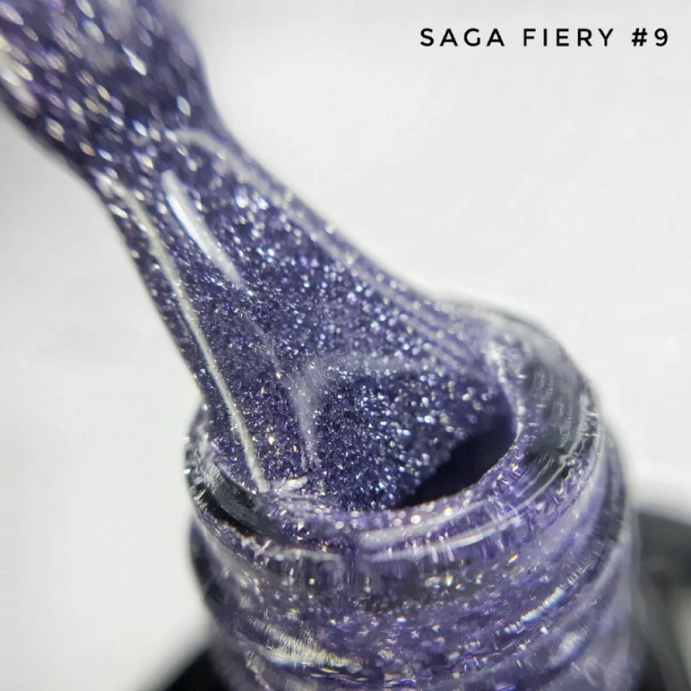 SAGA professional Гель-лак Fiery gel 9 (сиреневый с микроблеском, светоотражающий), 9 мл