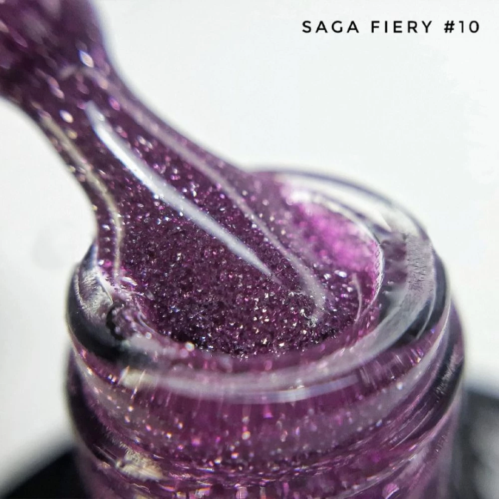 SAGA professional Гель-лак Fiery gel 10 (розовый с микроблеском, светоотражающий), 10 мл