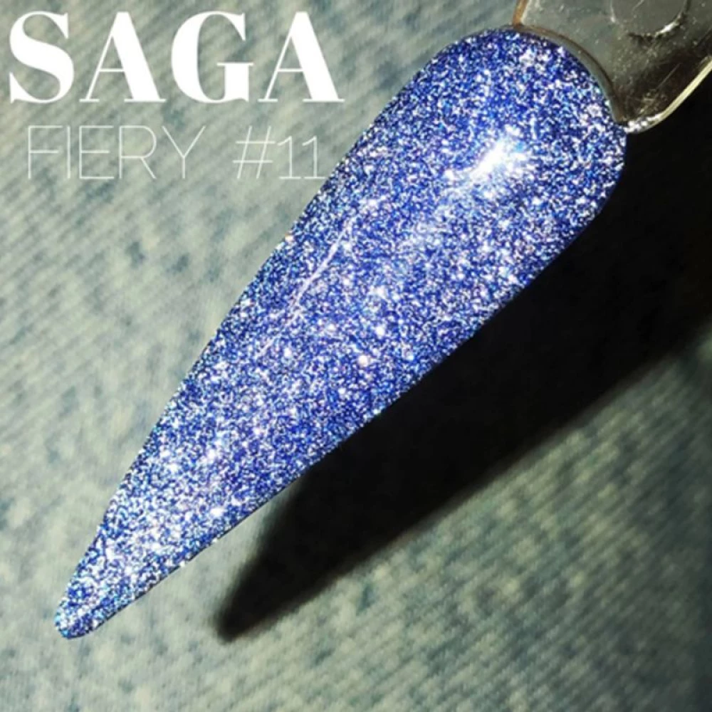 SAGA professional Гель-лак Fiery gel 11 (синий с микроблеском, светоотражающий), 10 мл