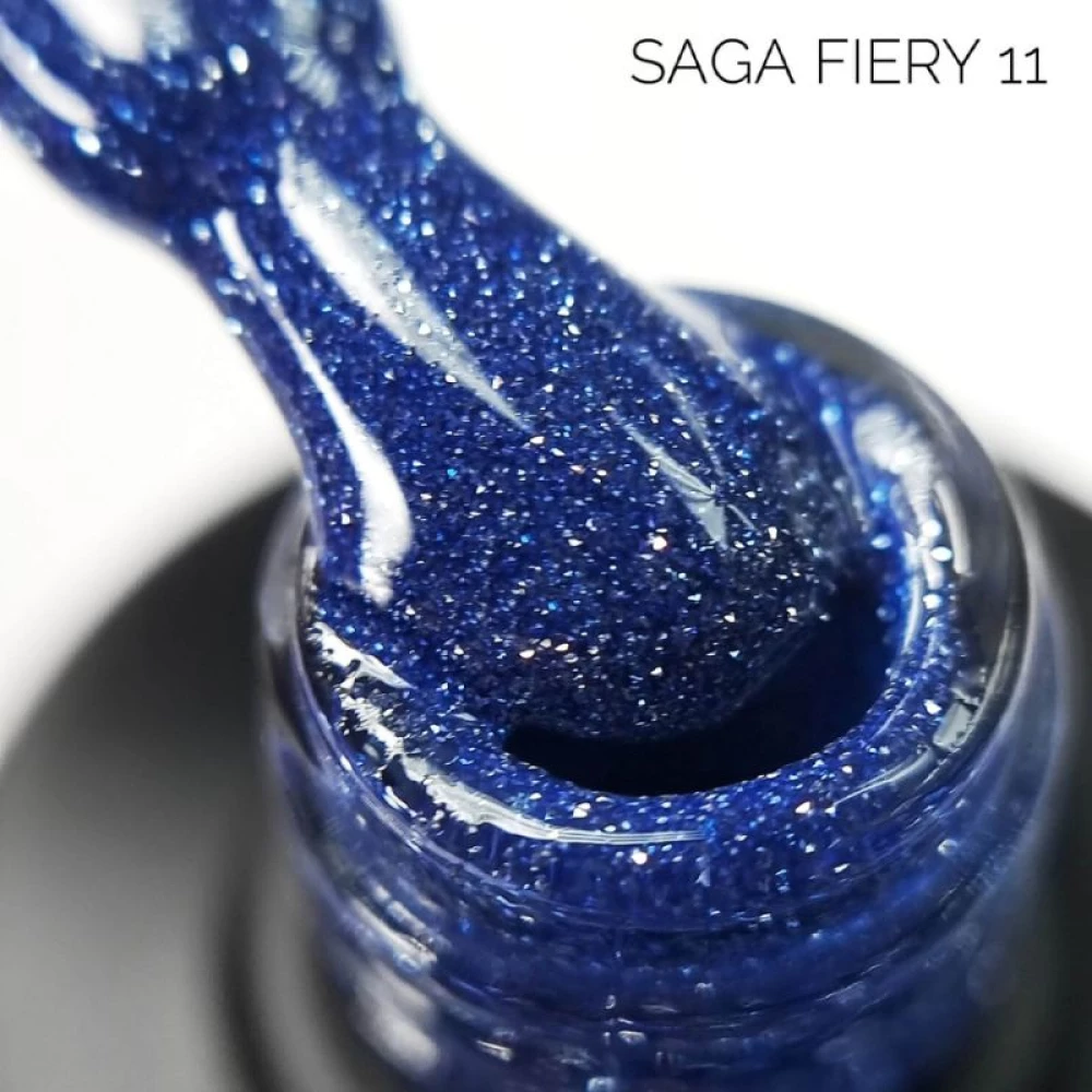 SAGA professional Гель-лак Fiery gel 11 (синий с микроблеском, светоотражающий), 10 мл
