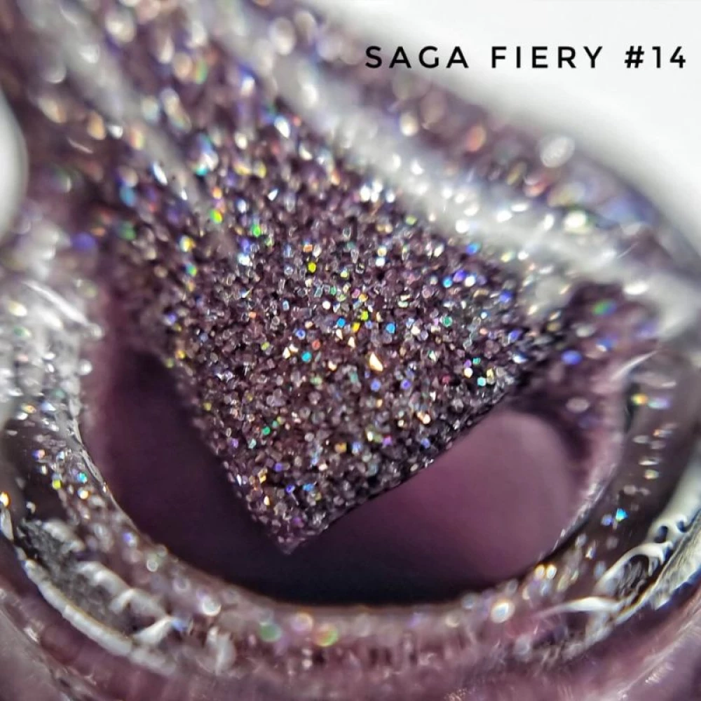 SAGA professional Гель-лак Fiery gel 14 (нежно-розовый с микроблеском, светоотражающий), 9 мл