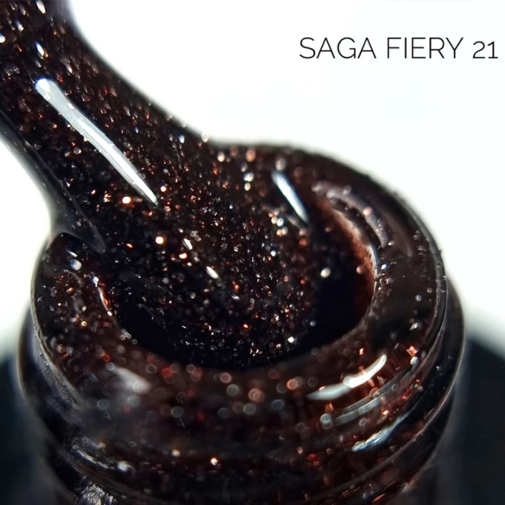 SAGA professional Гель-лак Fiery gel 21 (шоколадный с микроблеском, светоотражающий), 10 мл