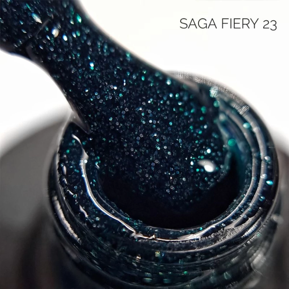 SAGA professional Гель-лак Fiery gel 23 (темно-бирюзовый с микроблеском, светоотражающий), 10 мл