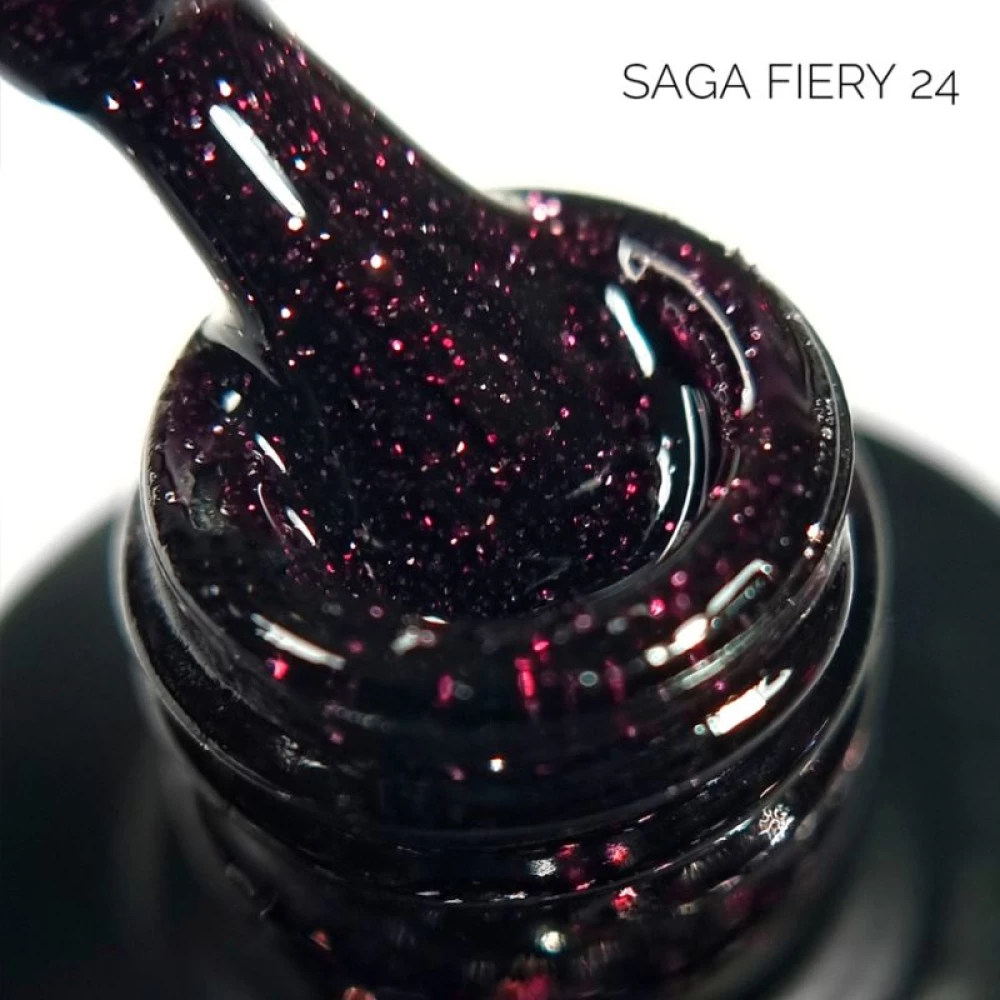 SAGA professional Гель-лак Fiery gel 24 (бордовый с микроблеском, светоотражающий), 10 мл