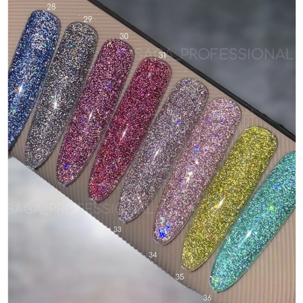 SAGA professional Гель-лак Fiery gel 33 (кофейно-серый с микроблеском, светоотражающий), 9 мл